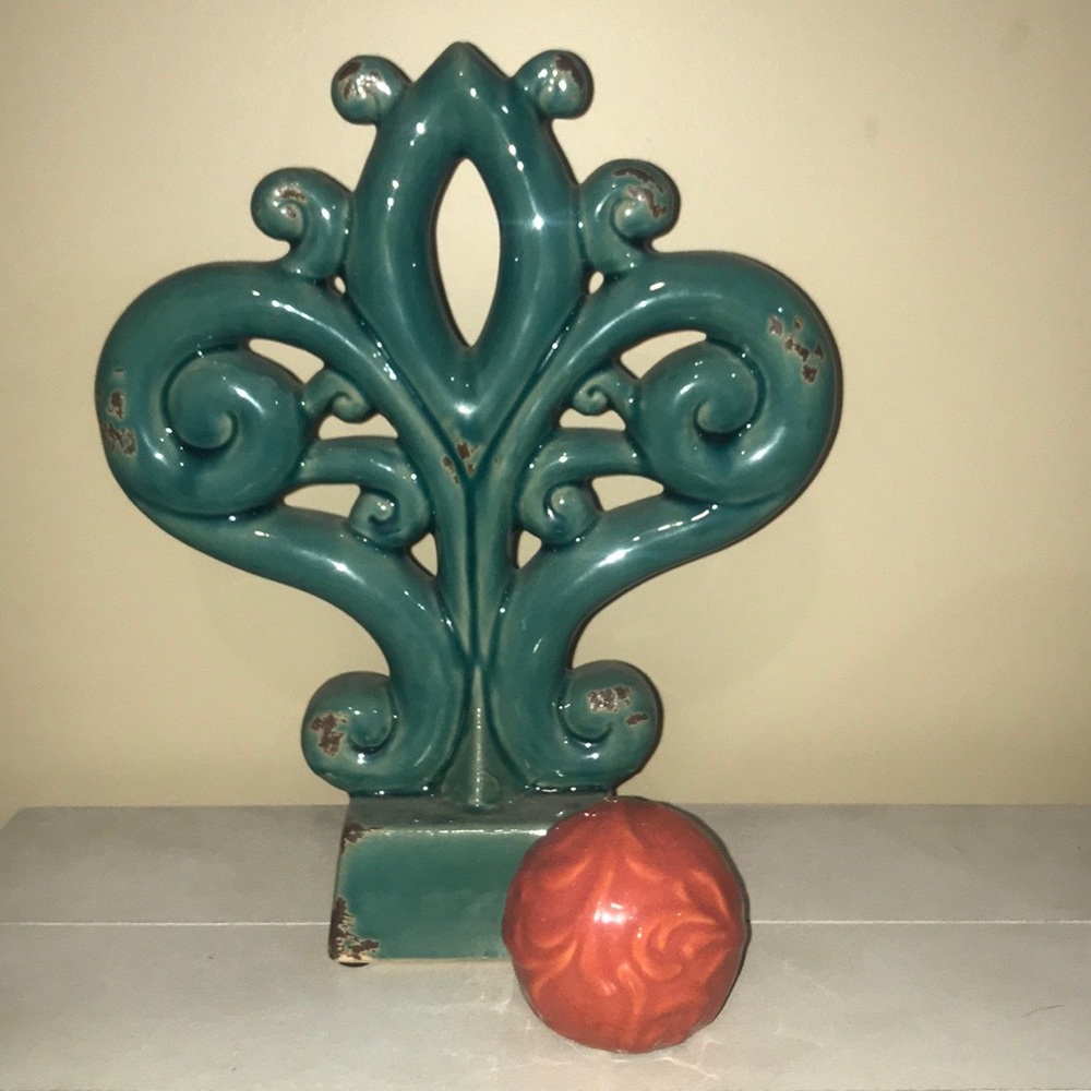 Teal and Orange Ceramic Decor